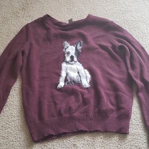 Maroon french bulldog sweater